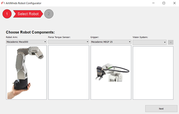 Artiminds robot configuration